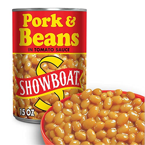 SHOWBOAT Pork & Beans - 15 oz (Pack of 12) for Family Dinners - Homestyle Flavor - Classic Comfort Food - 12 Pack