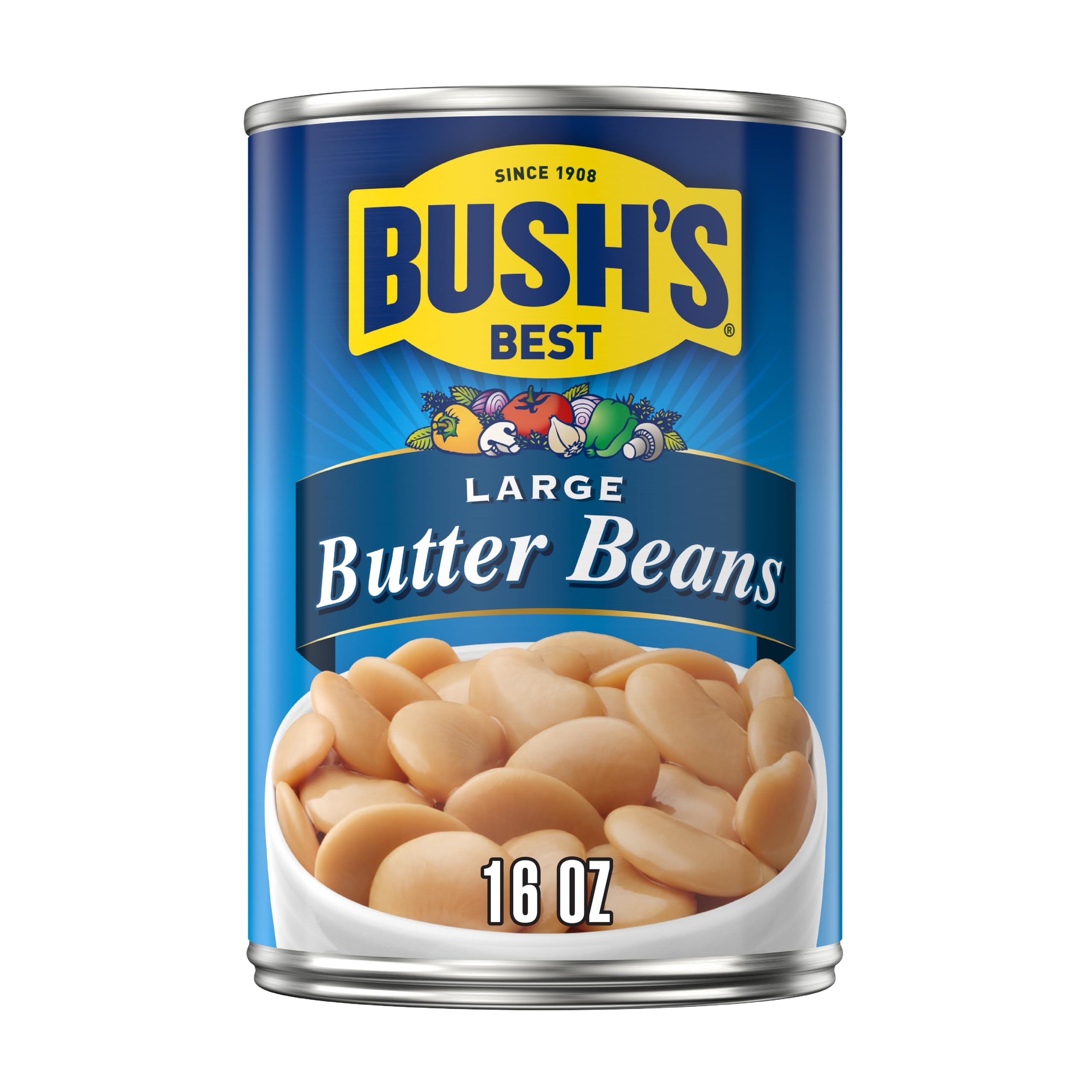 Bush's Best Large Butter Beans - 16 oz - Southern Style Butter Beans for Soups and Stews - Perfect for Families - Kid-Fr