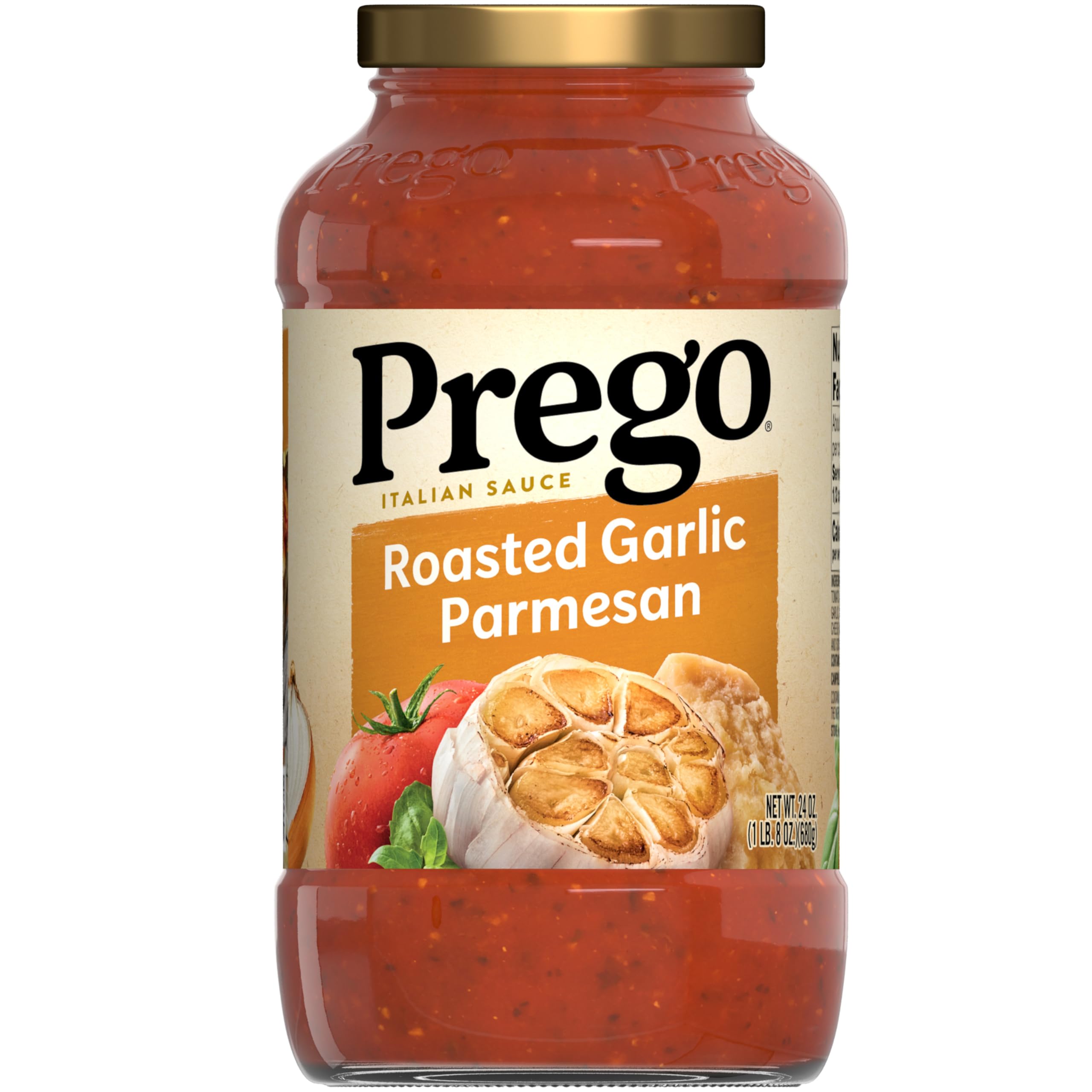Prego Italian Tomato Sauce with Roasted Garlic & Parmesan Cheese for Family Cooking, Great for Weeknight Meals, 24 oz J