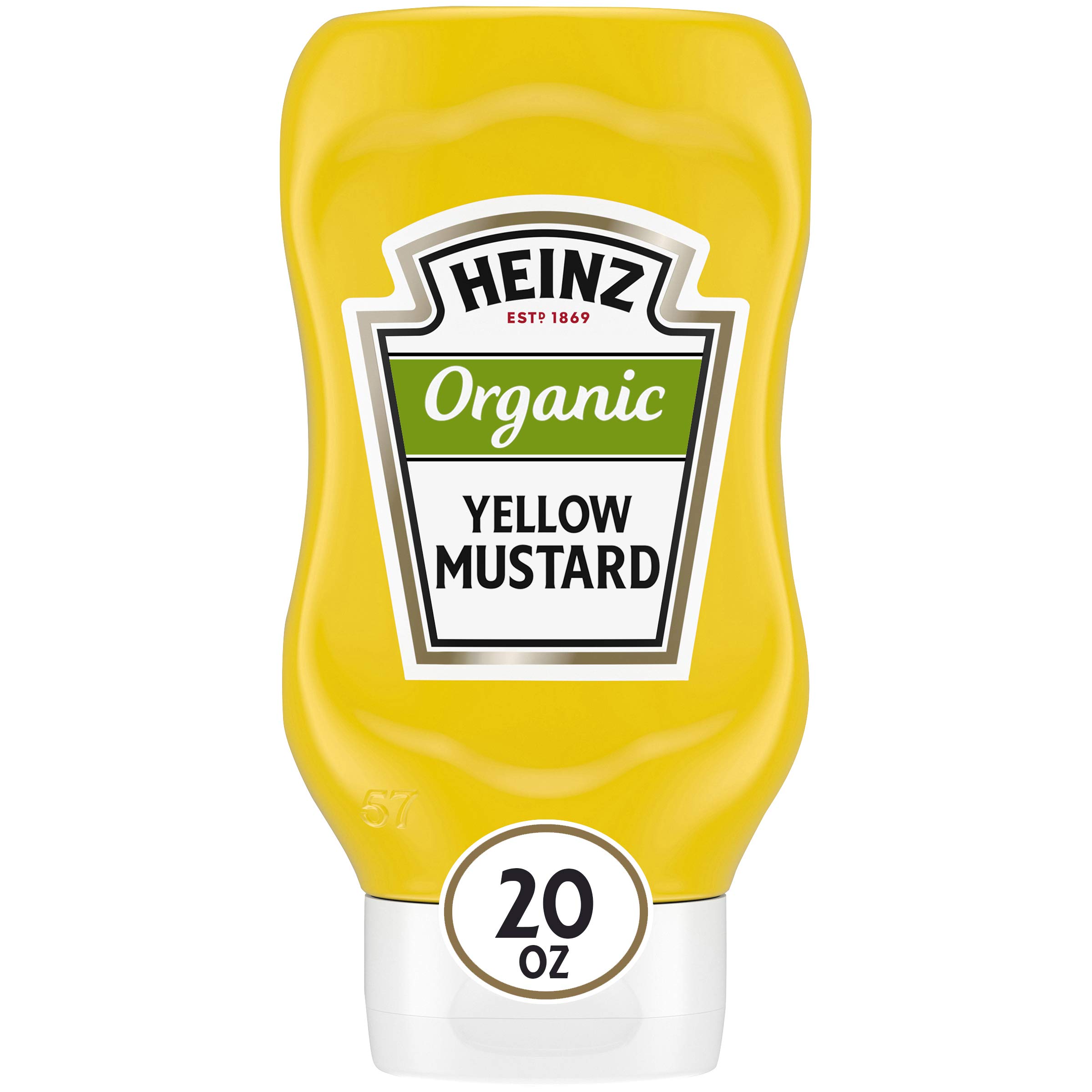 Heinz Organic Yellow Mustard for Grilled Sandwiches and Hot Dogs 20 oz USDA Organic Hot Dog Mustard