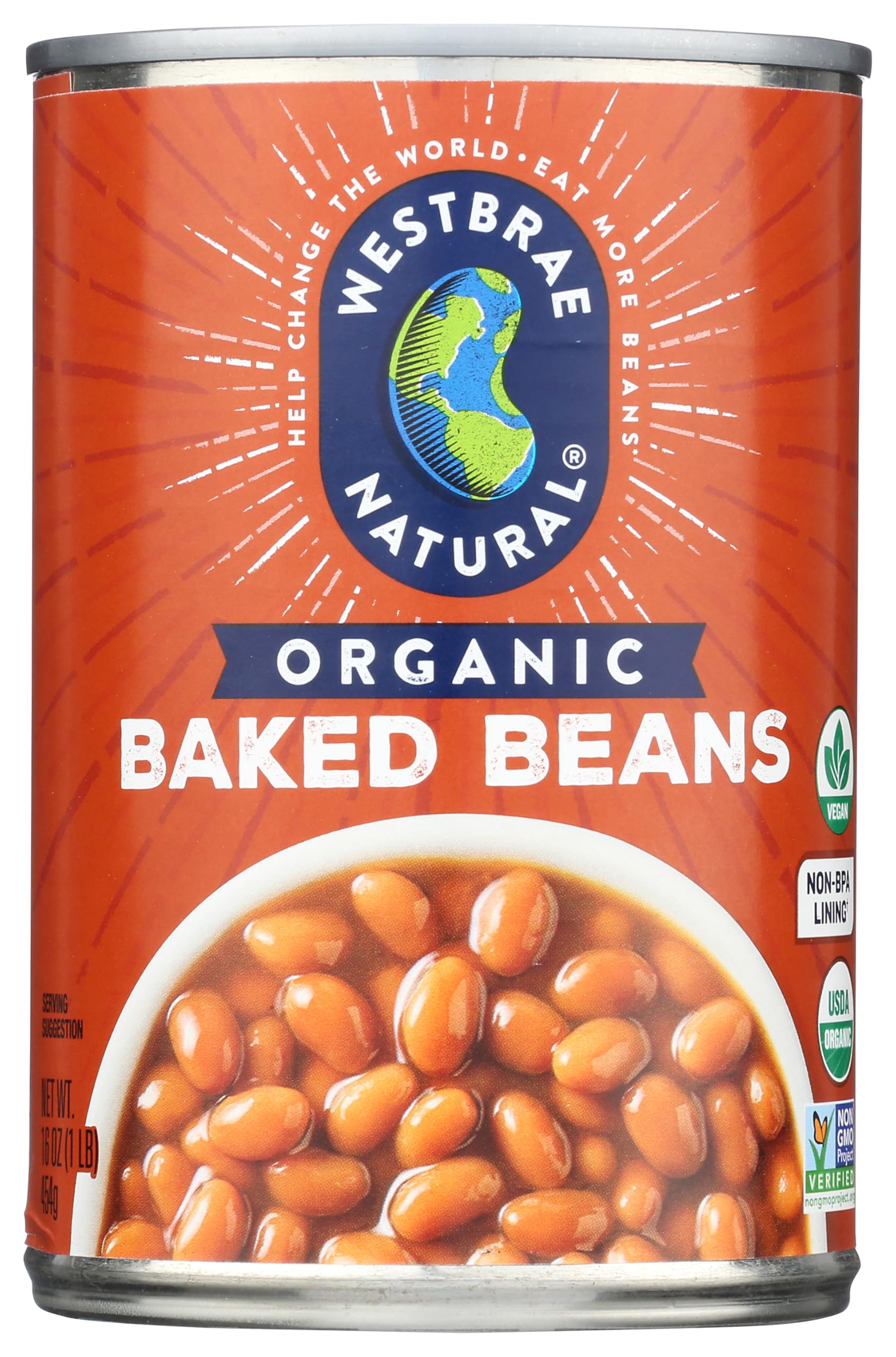 Westbrae Natural Organic Baked Beans for Health-Conscious Consumers USDA Organic 16 oz No Sugar Added